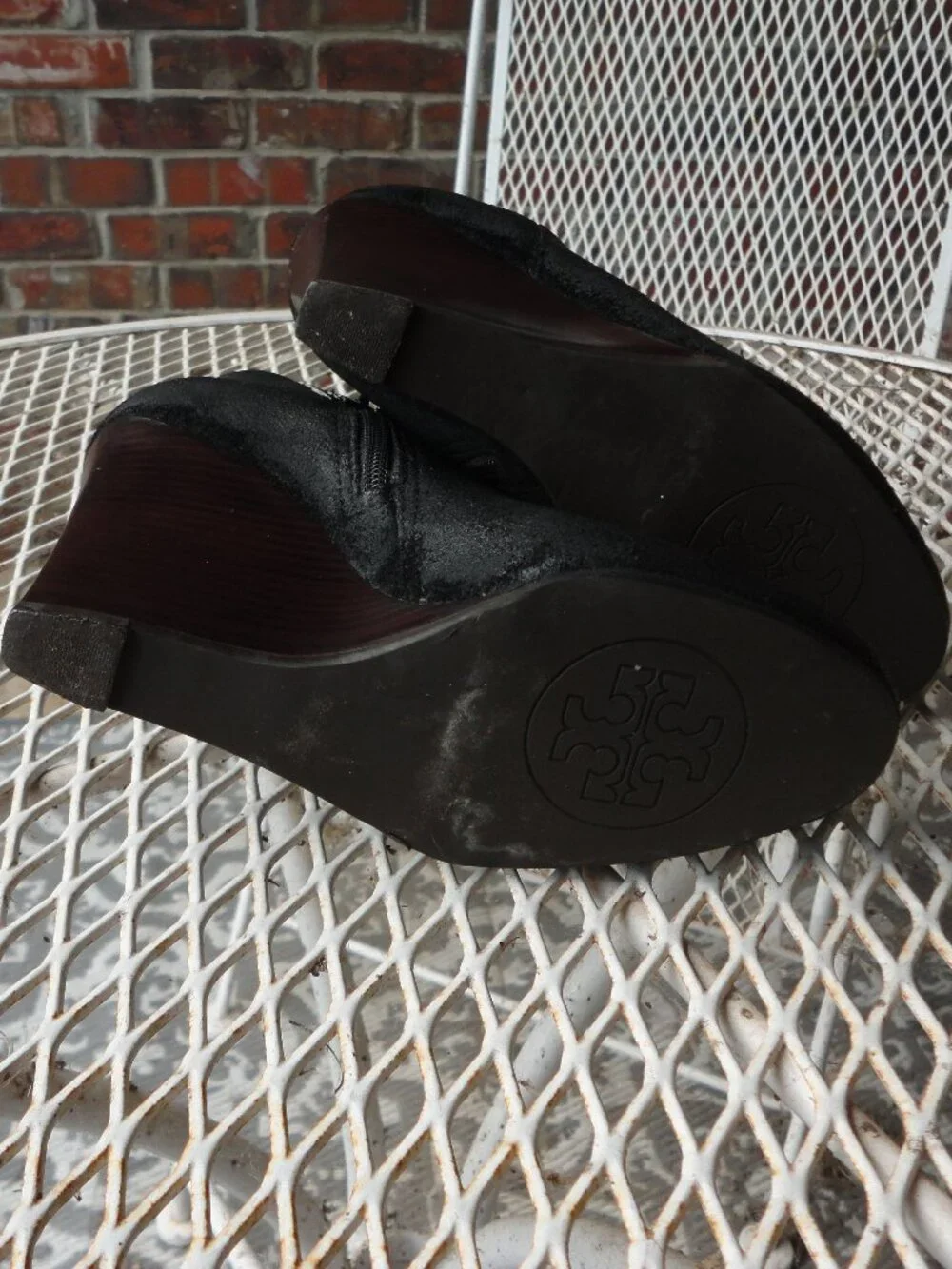 TORY BURCH Black Leather Distressed Chunky Heel Ankle Boots Size 6